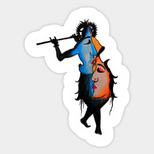 Divine Love: Radha Krishna Sticker